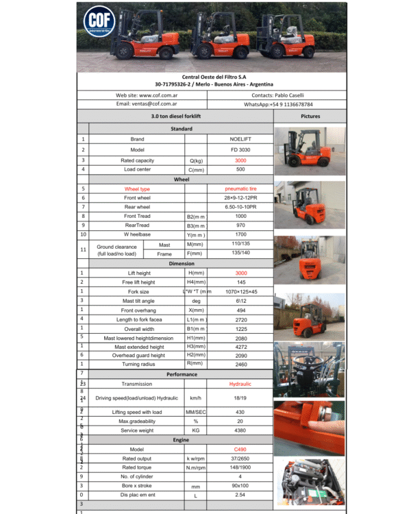 Autoelevador NOELIFT 3tn